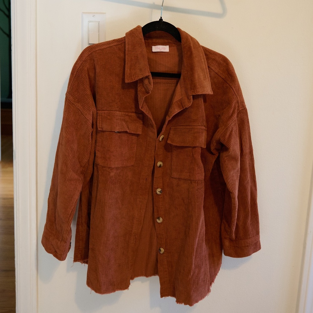 Women's Camel Corduroy Shacket Pink Lily Boutique